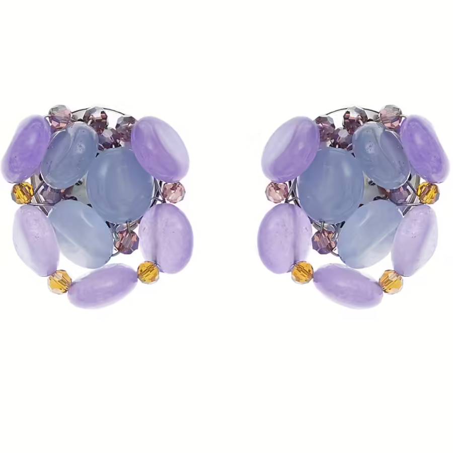 Orecchini Donna Ottaviani Bronzo Argentato Cristalli viola e quarzi  5010720